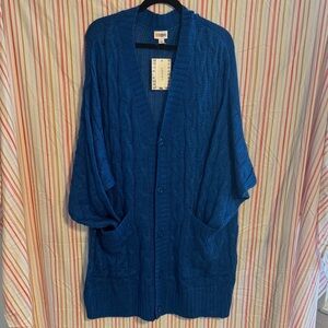LuLaRoe Vibrant Blue Cable Knit Cardigan